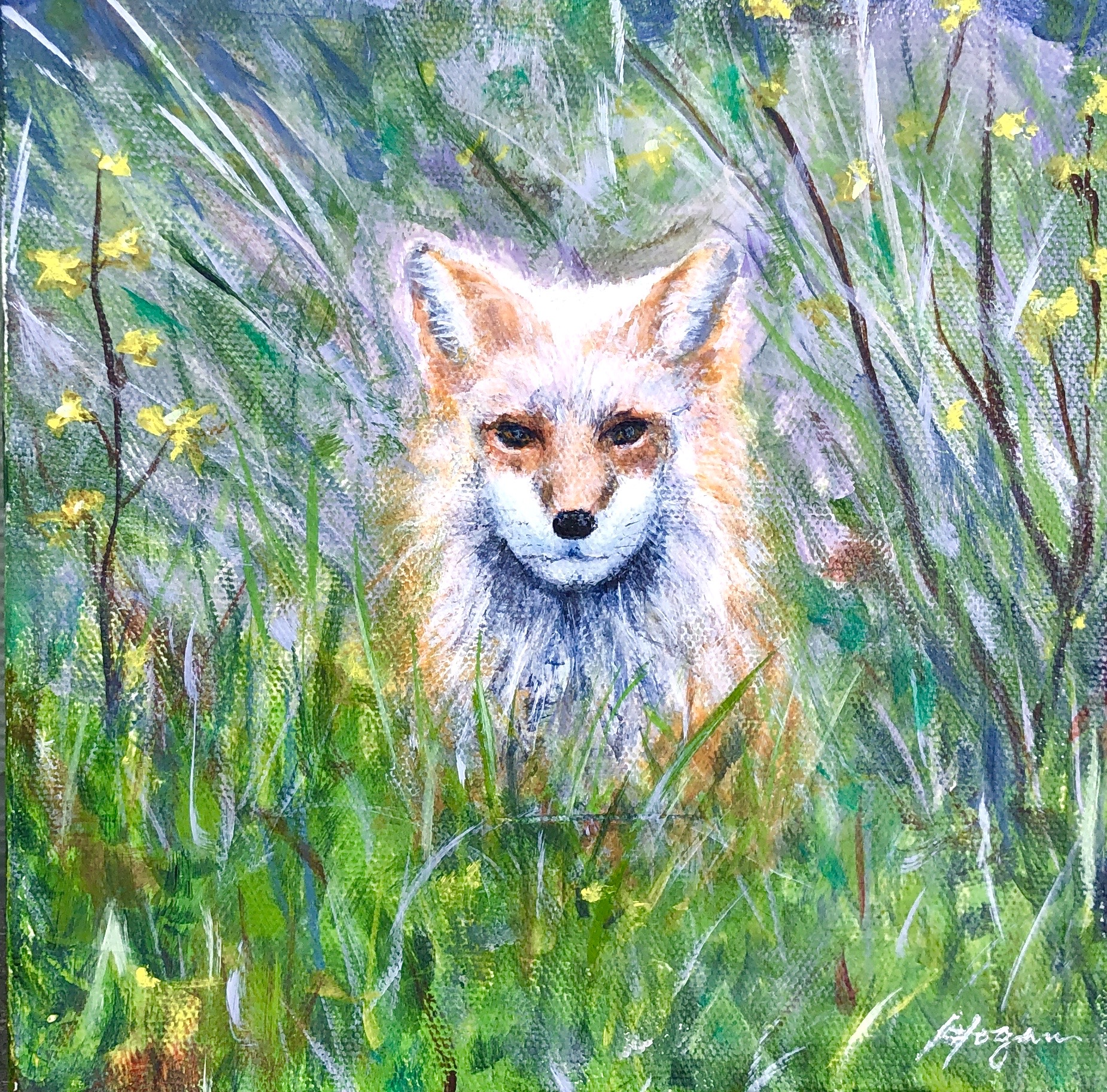 “Foxy Lady” : 8” x 8” Acrylic Original – $175 – bobhoganart